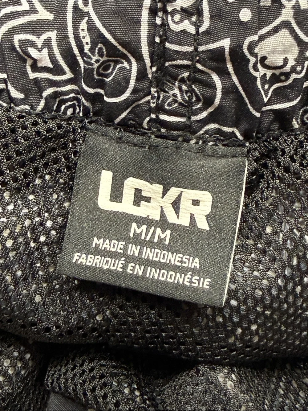 LCKR - Men’s Black Paisley Print Drawstring Swim Shorts - Size Medium